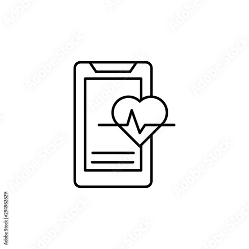 Smartphone, pulse icon. Element of Health life icon. Thin line icon