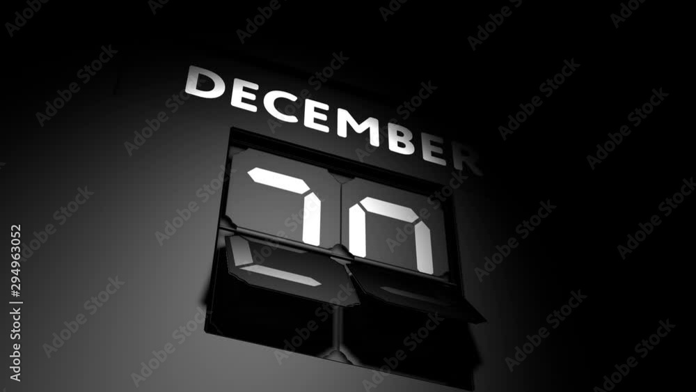 December 29 date. digital calendar change to December 29 animation December 29 date. digital calendar change to December 29 animation