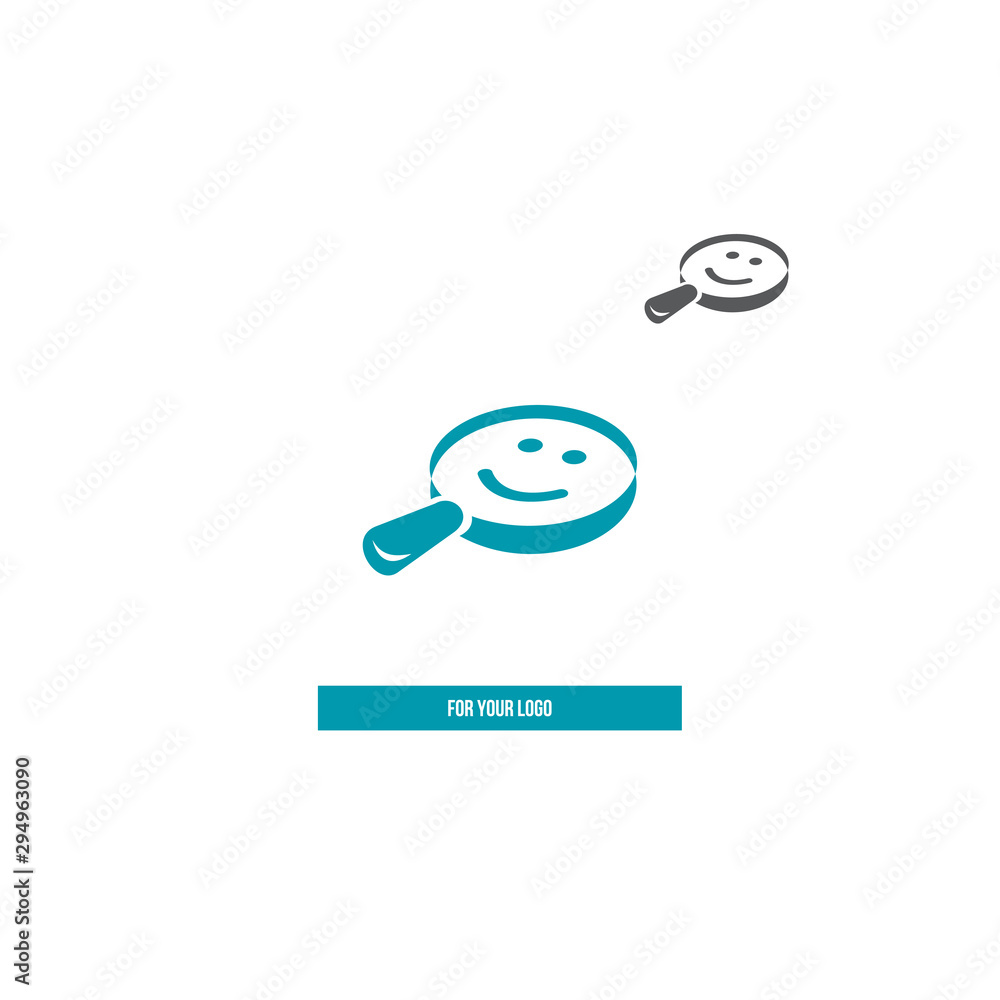 Magnifier and smiles icon for logo Magnifier and smiles icon for logo