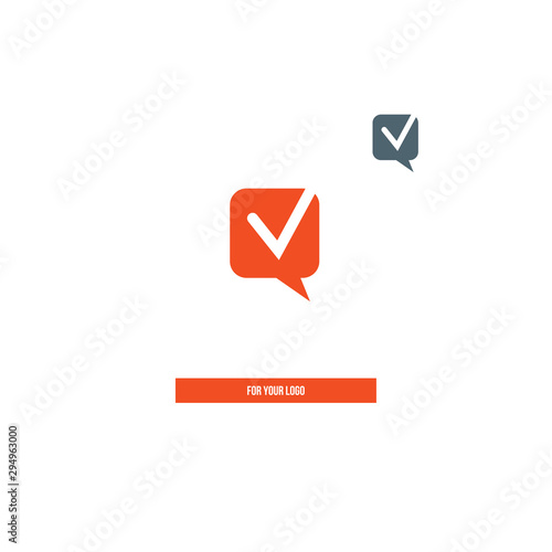 Dialog icon, check mark. Open communication symbol