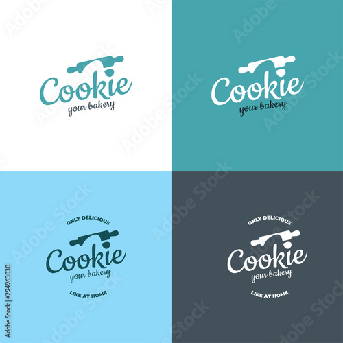 Rolling pin and dough for the bakery logo