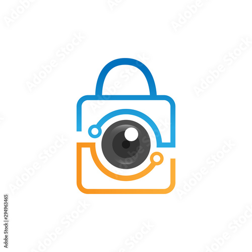 Security camera logo technology design vector illustration