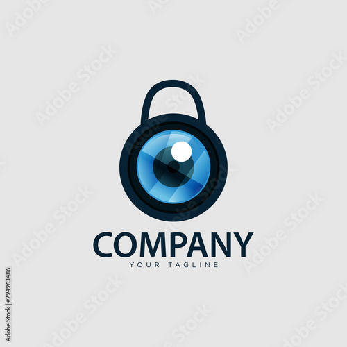Security camera logo technology design vector illustration