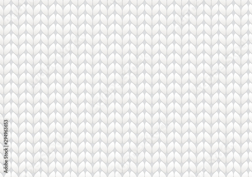 Chunky Knit Seamless Vector Pattern. White Wool Sweater Knitted Texture. Cozy Boho Hipster Knitting Background. Light Gray Winter Holiday or Christmas Backdrop. Pattern Tile Swatch Included.