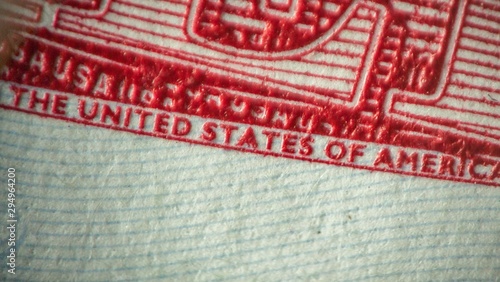 United States stamp in red on visa




