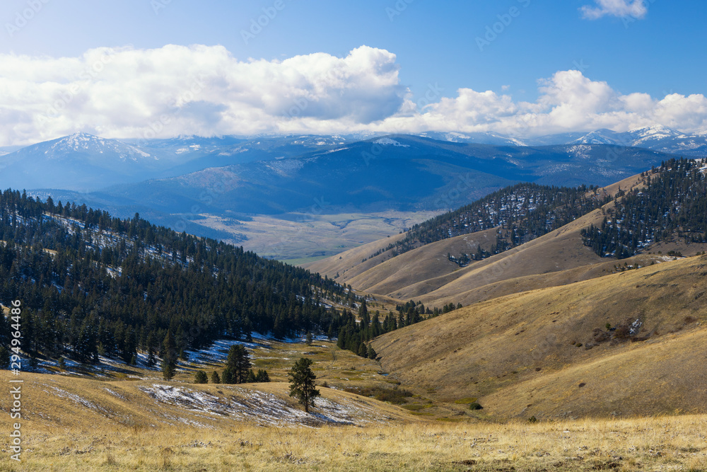 Scenic view of mountains in Montana.