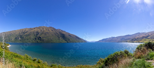 view of Wakatipu lake, South island, New Zealand