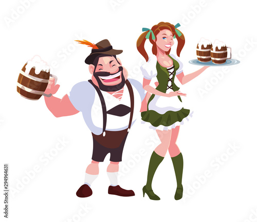 couple of people with beer glass in hand in white background