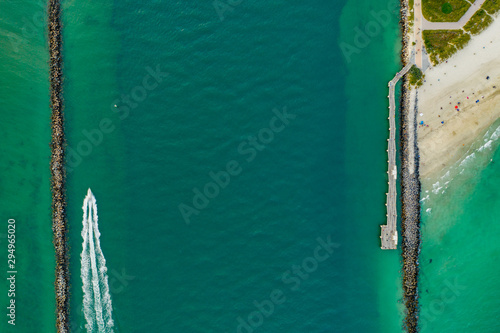 Aerial overhead drone photo Miami Beach inlet © Felix Mizioznikov
