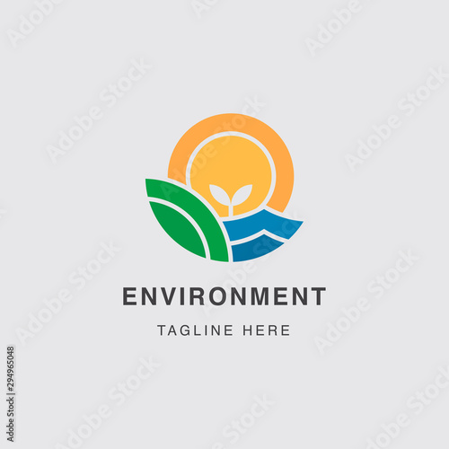 Icon Logo Environment with the land and sea concept