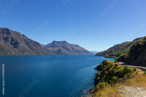 view of Wakatipu lake, South island, New Zealand