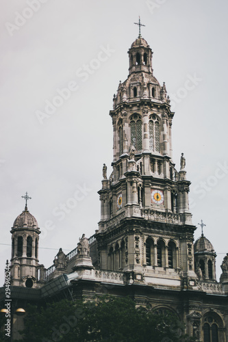Bell tower of the Trinity International Church Église de la Sainte-Trinité) in Paris, France