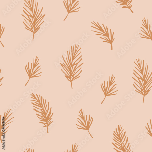 Botanical spruce branch pattern. Winter vector background with conifer branches