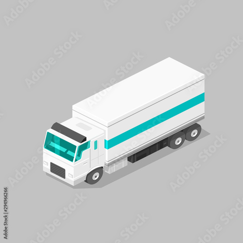 Isometric Industrial Delivery Truck Vector Icon