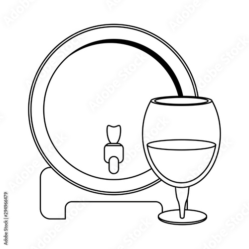 wine wooden barrel and glass design
