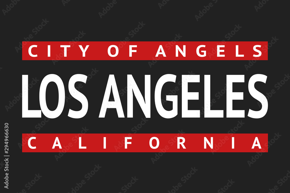 Vector illustration t-shirt Los Angeles, typographic print California, City of Angels