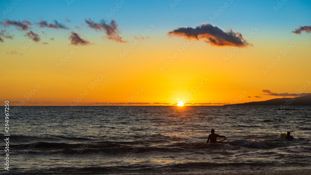 Hawaii sunset off the coast of Maui