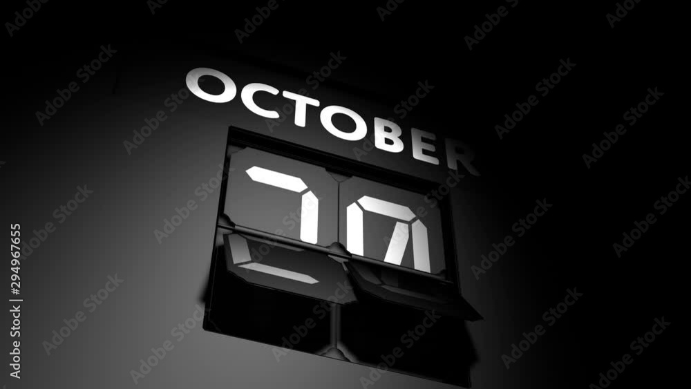 October 20 date. digital calendar change to October 20 animation October 20 date. digital calendar change to October 20 animation