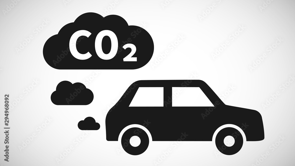 Car traffic CO2 exhaust clouds symbol Car traffic CO2 exhaust clouds symbol