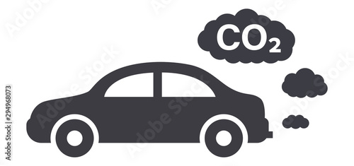Car CO2 clouds symbol traffic exhaust pollution icon