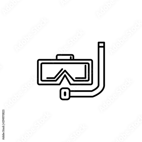 diving mask and snorkel summer icon line