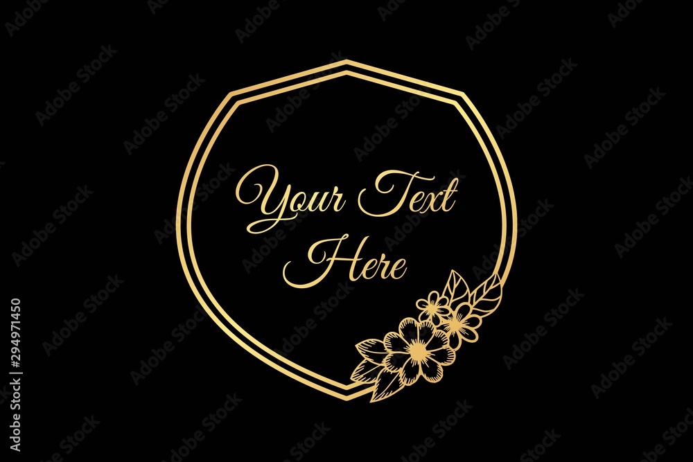 Gold shield frame with flower Gold shield frame with flower
