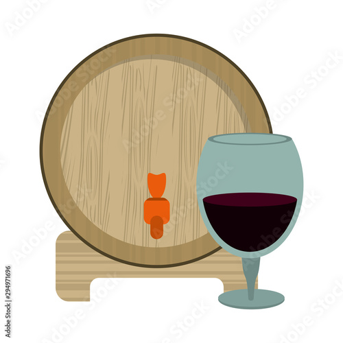 wine wooden barrel and glass design