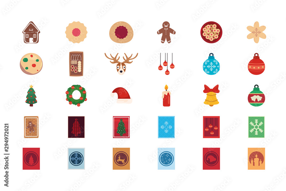 bundle of merry christmas with set icons bundle of merry christmas with set icons