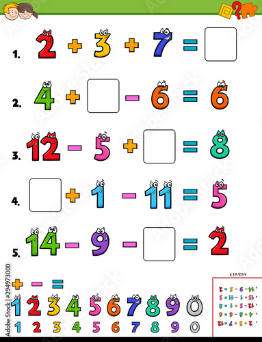 maths calculation educational worksheet for children