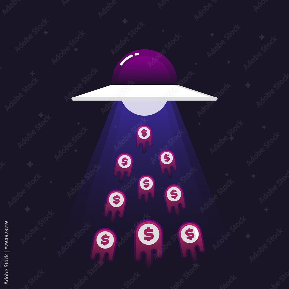 UFO sucking money into space UFO sucking money into space