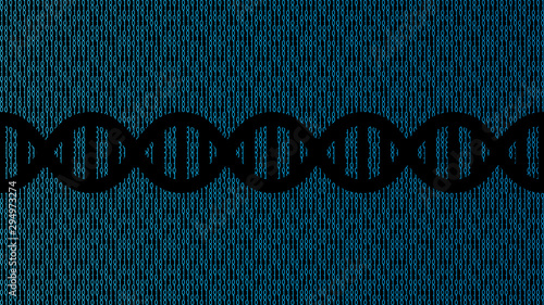 DNA on a binary code background abstract illustration vector design. 