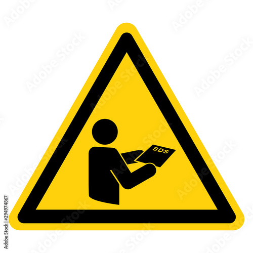 Warning Consult SDS Sheet Symbol Sign,Vector Illustration, Isolated On White Background Label. EPS10