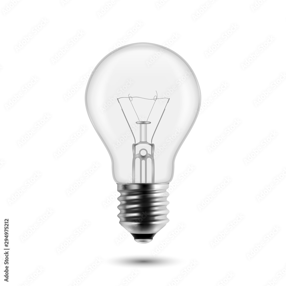 Vector 3d Realistic Off Light Bulb Icon Closeup Isolated on White Background.  Design Template, Clipart. Glowing Incandescent Filament Lamps. Creativity  Idea, Business Innovation Concept Stock Vector | Adobe Stock