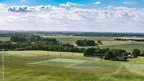 Summer landscape, green forest from above on sunny summer day.