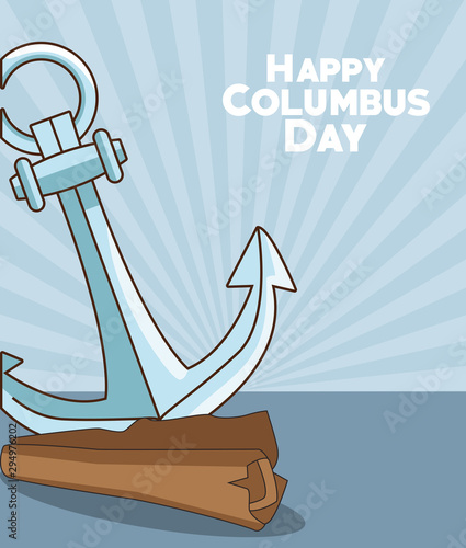Anchor and related icons of Happy columbus day design