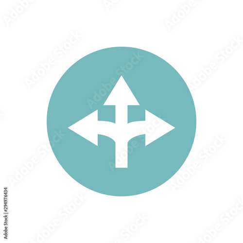 Free Download icon of three way direction arrow in color circle - GFXLoad