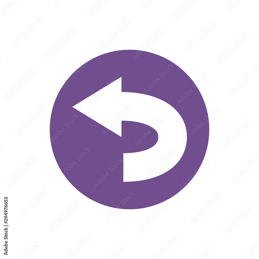 icon of left turn direction in color circle icon of left turn direction in color circle
