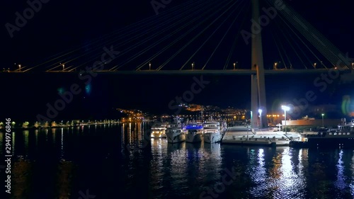 night shot of Croatia, Dubronvik old town from top of a cruise ship photo