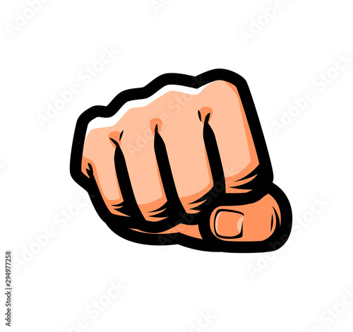 Clenched fist punching from front. Vector illustration