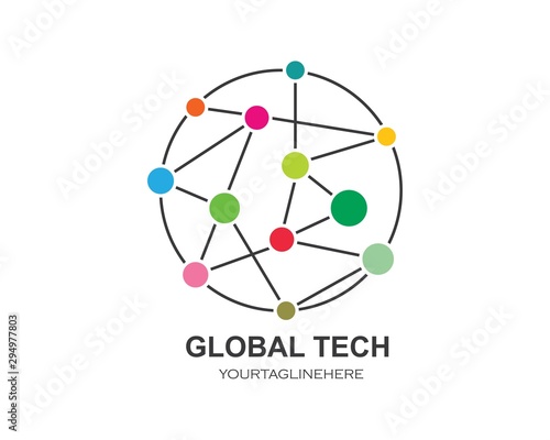global technology logo icon vector illustration design