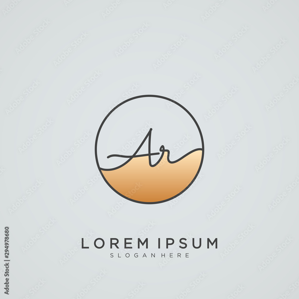 Elegant Initial Letter AR Logo With Circle. Elegant Initial Letter AR Logo With Circle.