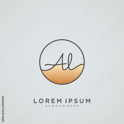 Elegant Initial Letter AL Logo With Circle.