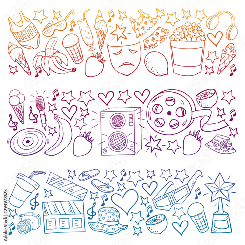 Set of vector patterns and icons for beauty and shopping. Icons for beauty, shopping, fashion, shopping mall, strip mall. Sale, discount.