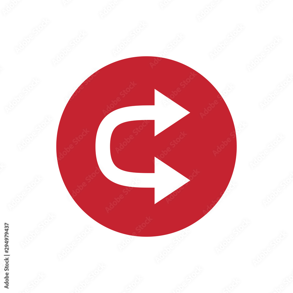 icon of u shaped double head arrow in color circle icon of u shaped double head arrow in color circle
