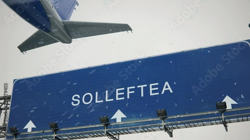 Airplane Takeoff Solleftea in Christmas photo