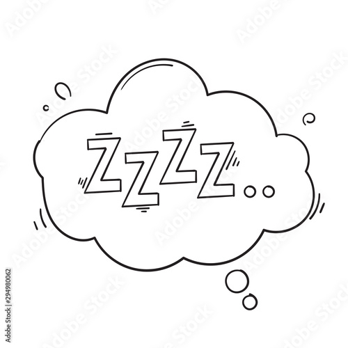 zzz sleep symbol con illustration with handdrawn doodle style