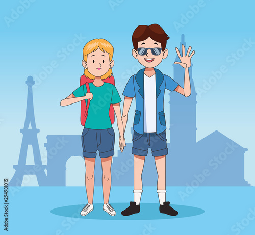 Cartoon Tourists and world travel design