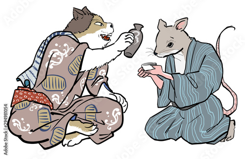 酒を勧める猫