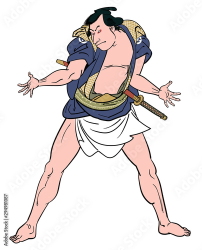 見栄を切る男