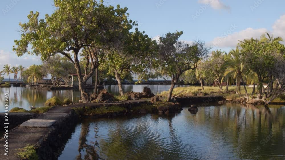 Beautiful Light Ocean View Walk to Auberge Hotel at Mauna Lani Ponds Hawaii Sunset little house water reflections ripples Beautiful Light Ocean View Walk to Auberge Hotel at Mauna Lani Ponds Hawaii Sunset little house water reflections ripples